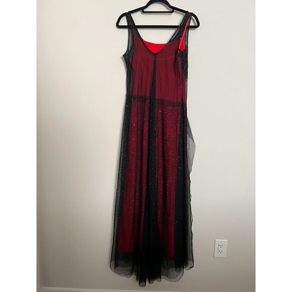 Sue Wong Nocturne Red w/Black Beaded Drape Evening Gown - Size 12 - Picture 11 of 16